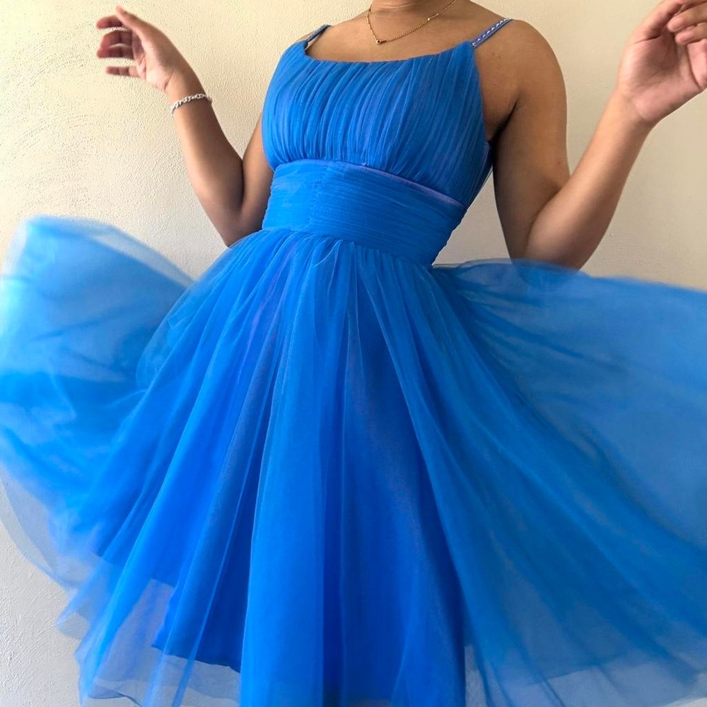 Electric Blue Tulle Party Dress – Fit & Flare (M)